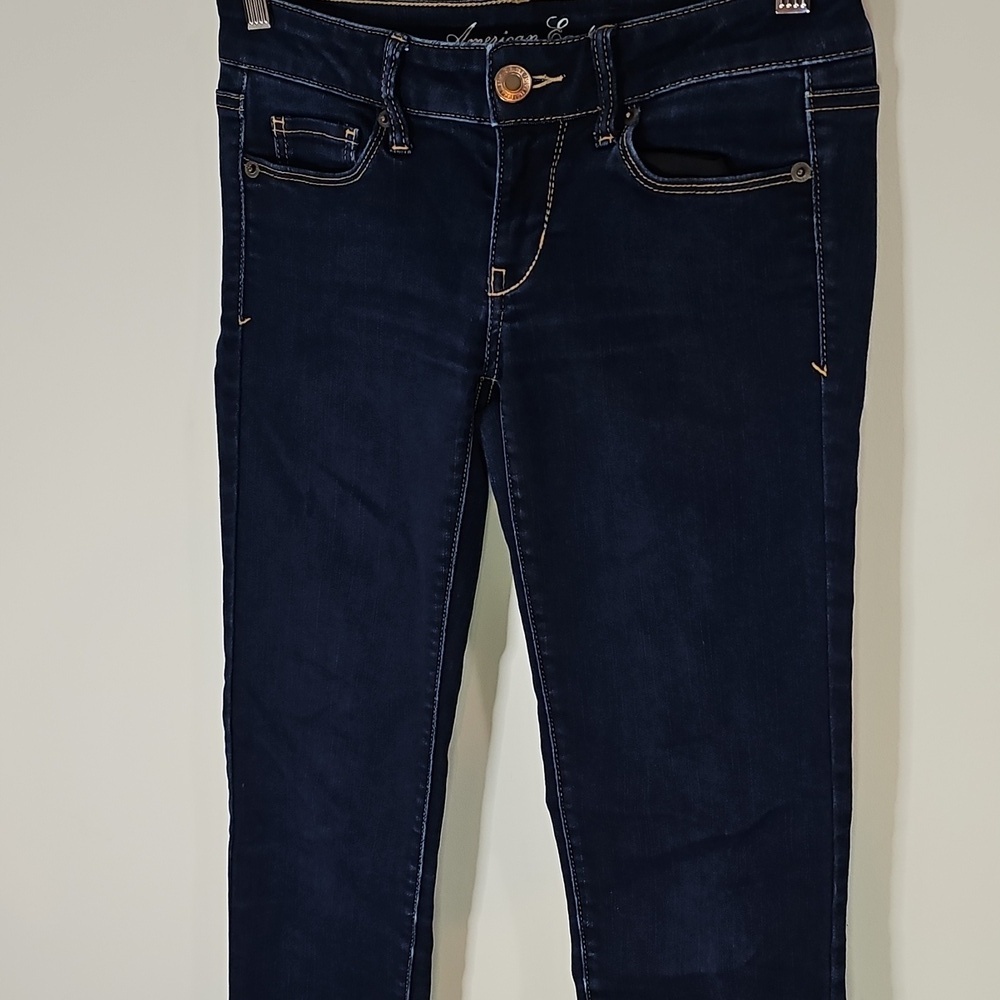 American Eagle Dark Wash Size 4 Stretch Skinny Jeans - Picture 3 of 8